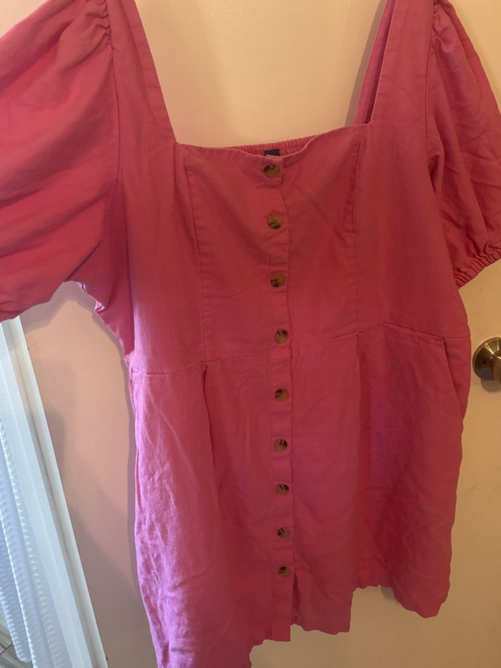 Old Navy Pink Button-Front Square Neck Tunic